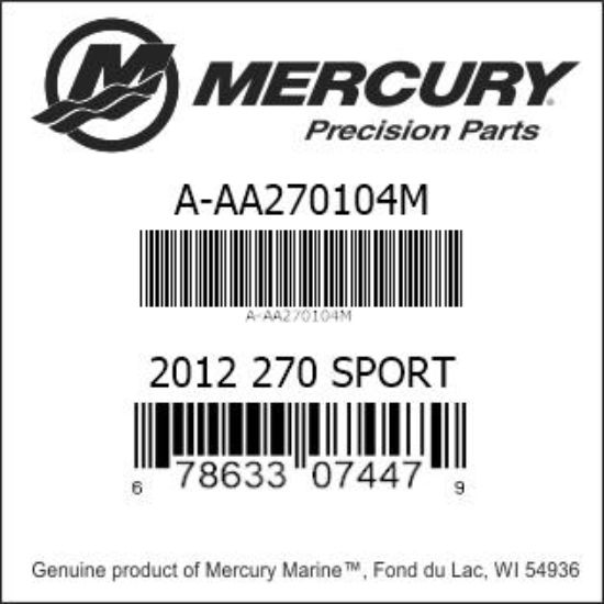 Bar codes for Mercury Marine part number A-AA270104M