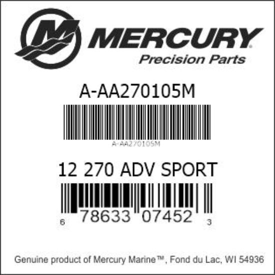 Bar codes for Mercury Marine part number A-AA270105M