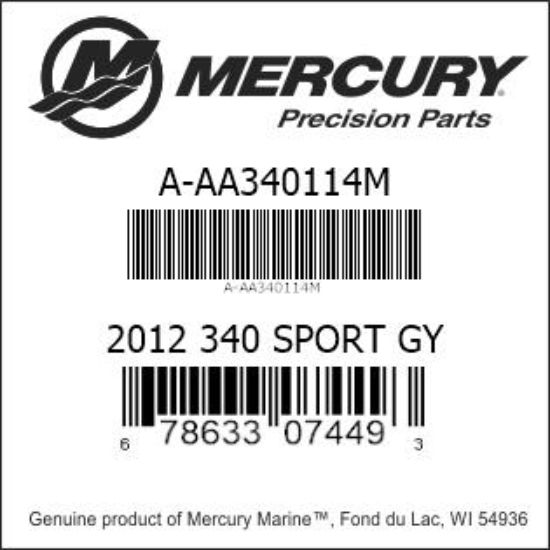 Bar codes for Mercury Marine part number A-AA340114M