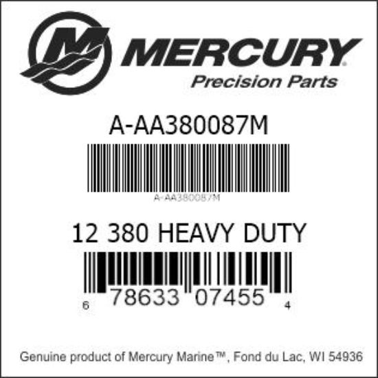 Bar codes for Mercury Marine part number A-AA380087M