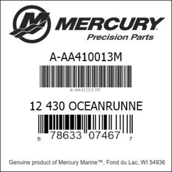 Bar codes for Mercury Marine part number A-AA410013M