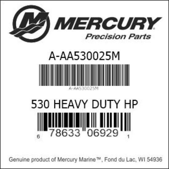 Bar codes for Mercury Marine part number A-AA530025M