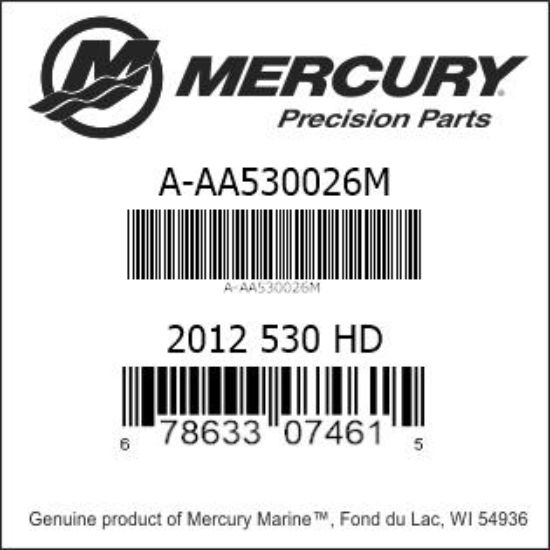 Bar codes for Mercury Marine part number A-AA530026M