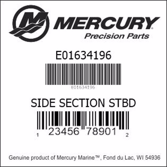 Bar codes for Mercury Marine part number E01634196
