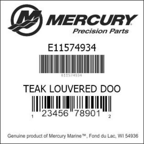 Bar codes for Mercury Marine part number E11574934