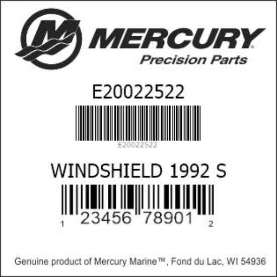 Bar codes for Mercury Marine part number E20022522