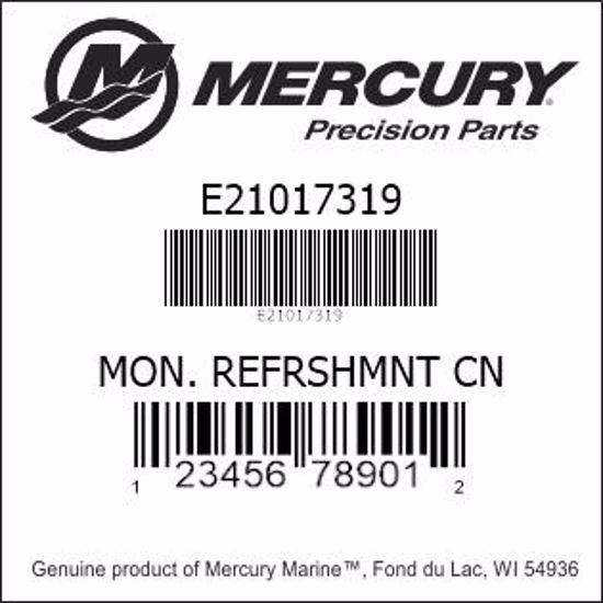 Bar codes for Mercury Marine part number E21017319