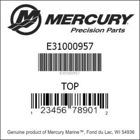 Bar codes for Mercury Marine part number E31000957