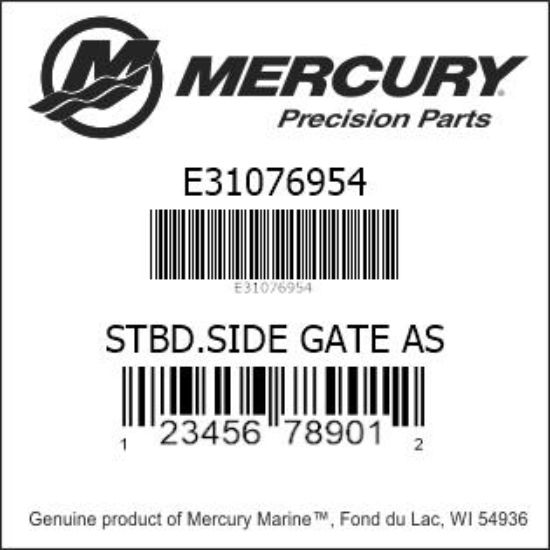 Bar codes for Mercury Marine part number E31076954