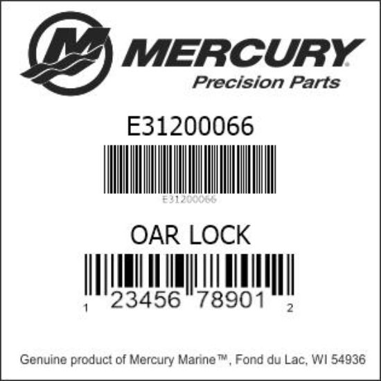 Bar codes for Mercury Marine part number E31200066