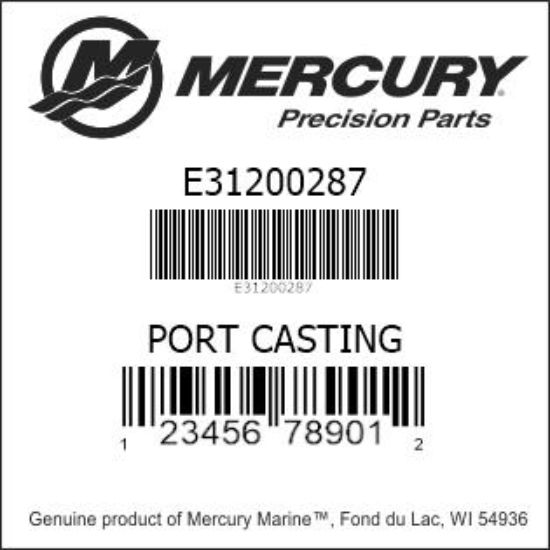Bar codes for Mercury Marine part number E31200287