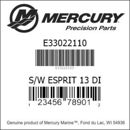 Bar codes for Mercury Marine part number E33022110