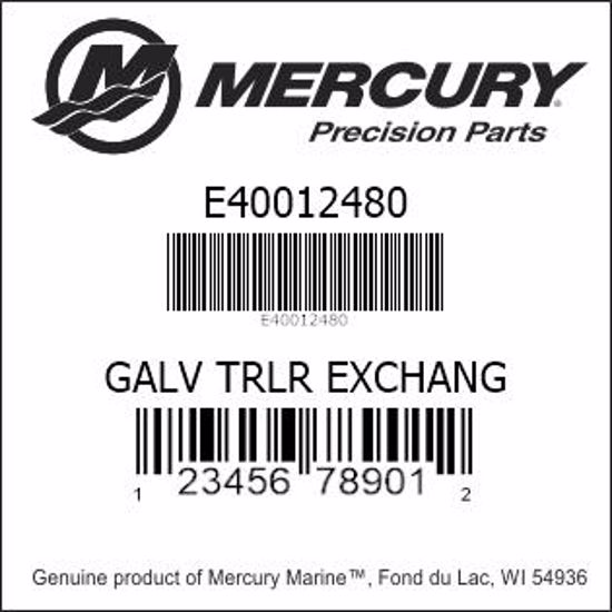 Bar codes for Mercury Marine part number E40012480