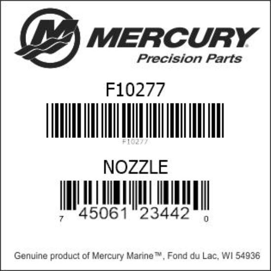 Bar codes for Mercury Marine part number F10277