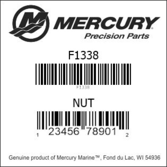 Bar codes for Mercury Marine part number F1338