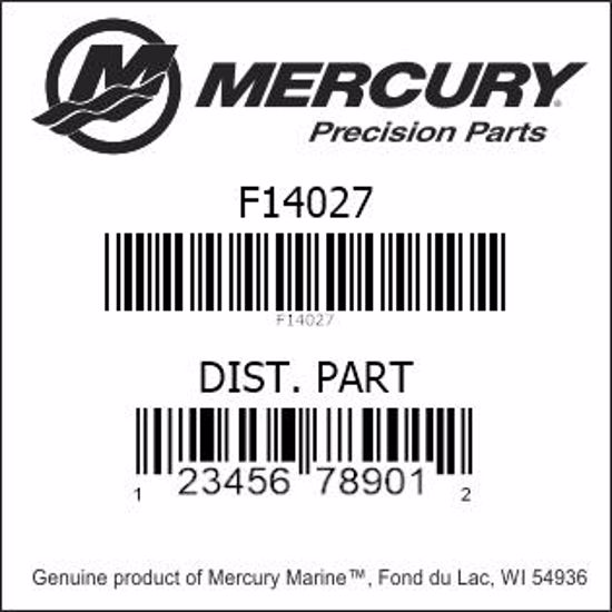 Bar codes for Mercury Marine part number F14027