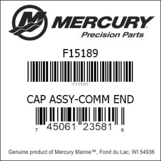Bar codes for Mercury Marine part number F15189
