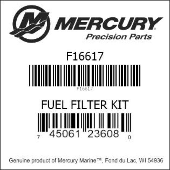 Bar codes for Mercury Marine part number F16617