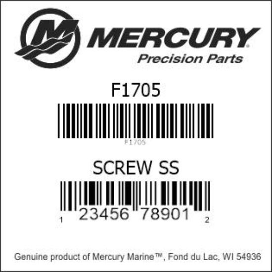 Bar codes for Mercury Marine part number F1705