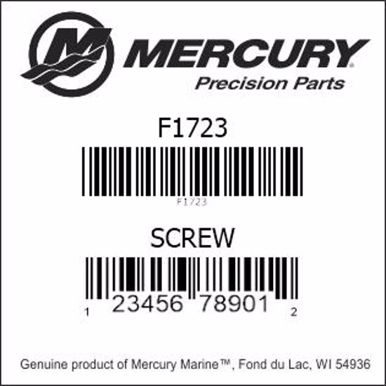 Bar codes for Mercury Marine part number F1723