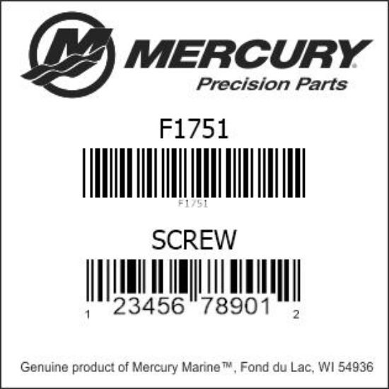 Bar codes for Mercury Marine part number F1751