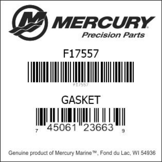 Bar codes for Mercury Marine part number F17557