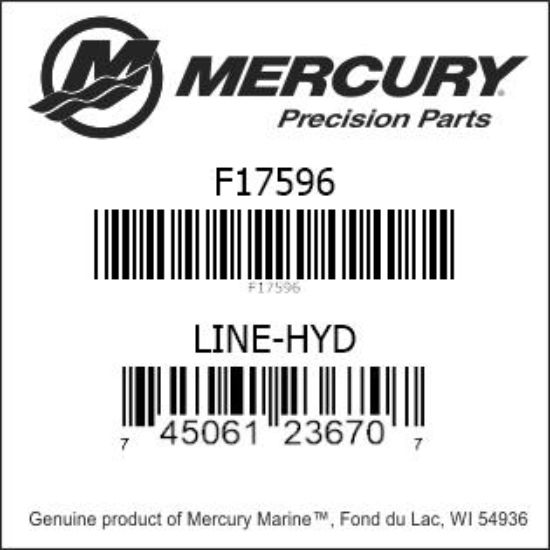 Bar codes for Mercury Marine part number F17596