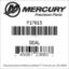 Mercury Marine part number F17815 SEAL Bar codes for Mercury Marine part number F17815