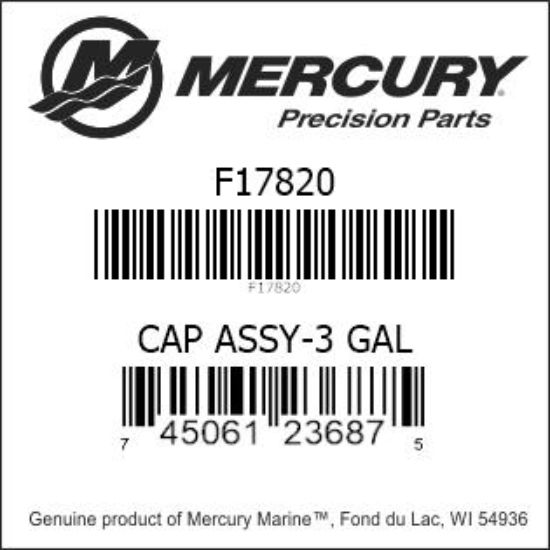 Bar codes for Mercury Marine part number F17820