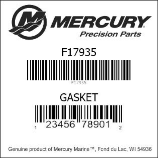 Bar codes for Mercury Marine part number F17935