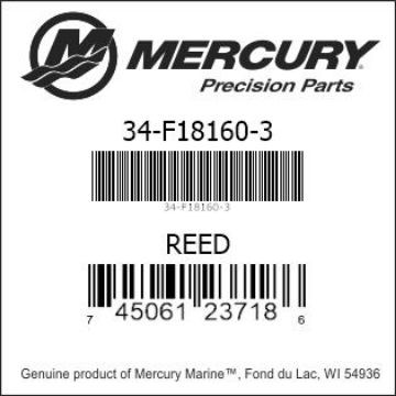 Mercury Marine part number 34-F18160-3 REED Bar codes for Mercury Marine part number 34-F18160-3