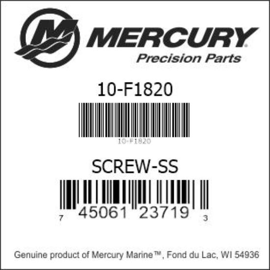 Bar codes for Mercury Marine part number 10-F1820