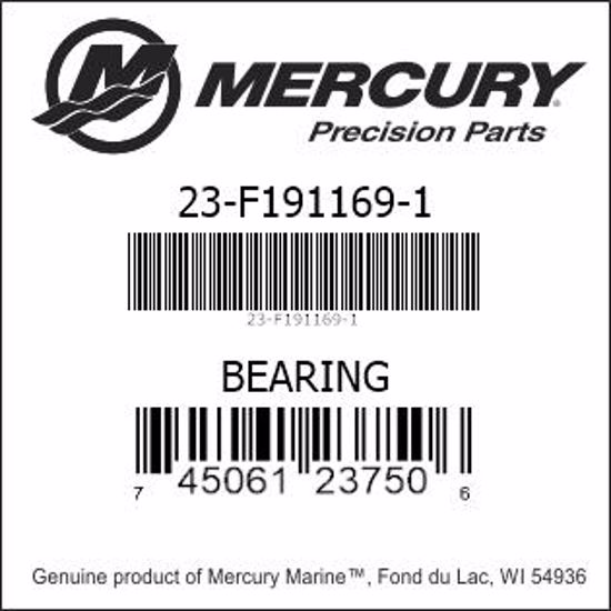 Bar codes for Mercury Marine part number 23-F191169-1