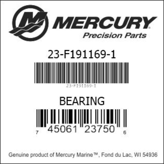 Bar codes for Mercury Marine part number 23-F191169-1