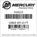 Bar codes for Mercury Marine part number F195/23