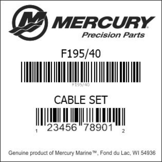 Bar codes for Mercury Marine part number F195/40