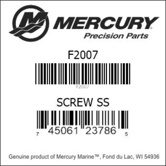 Bar codes for Mercury Marine part number F2007