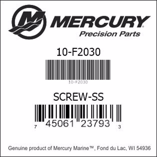 Bar codes for Mercury Marine part number 10-F2030