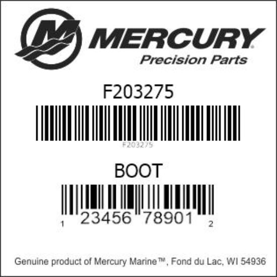 Bar codes for Mercury Marine part number F203275
