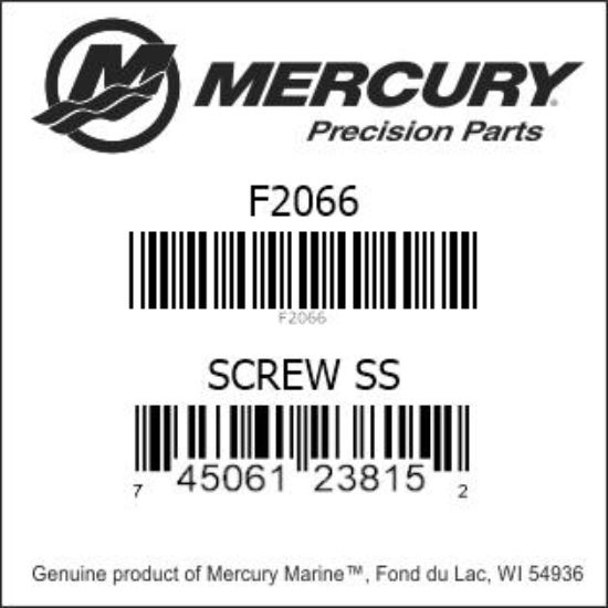 Bar codes for Mercury Marine part number F2066