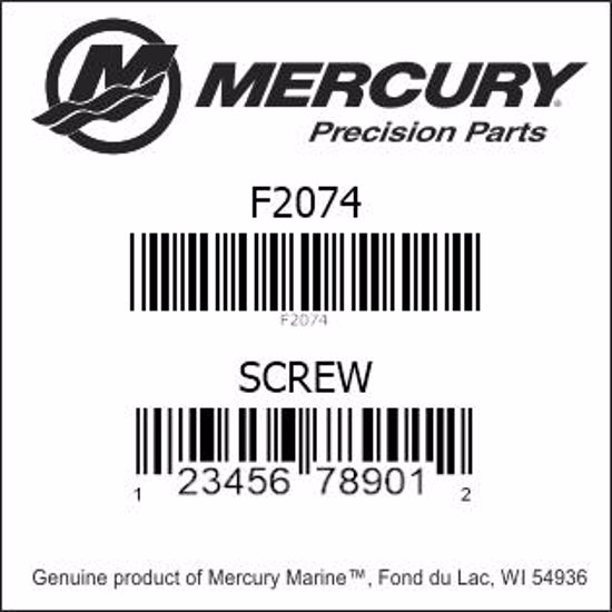 Bar codes for Mercury Marine part number F2074