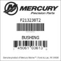 Bar codes for Mercury Marine part number F213238T2