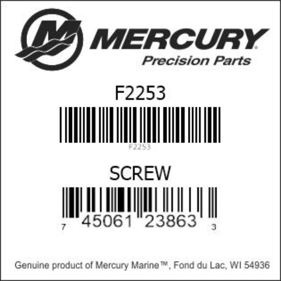 Bar codes for Mercury Marine part number F2253