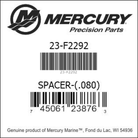 Bar codes for Mercury Marine part number 23-F2292