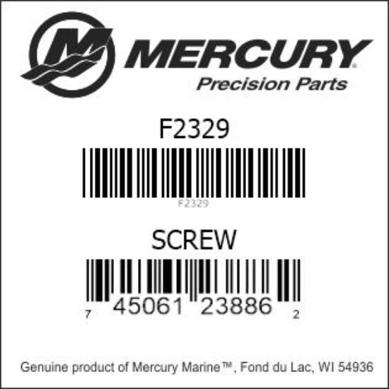 Bar codes for Mercury Marine part number F2329