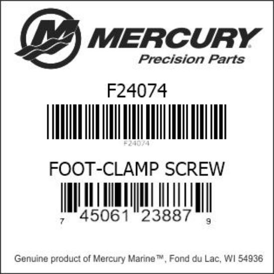 Bar codes for Mercury Marine part number F24074
