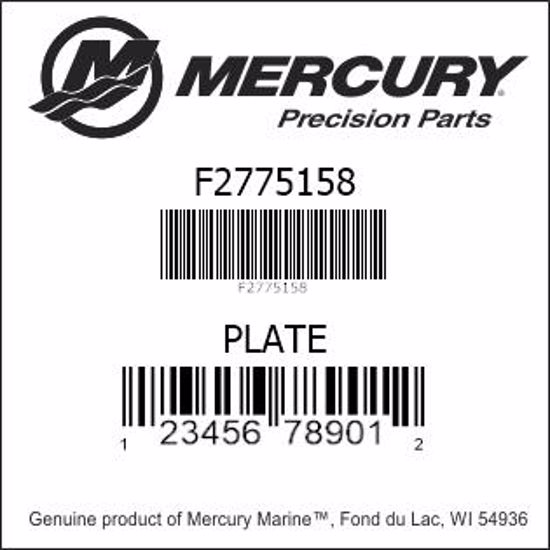 Bar codes for Mercury Marine part number F2775158