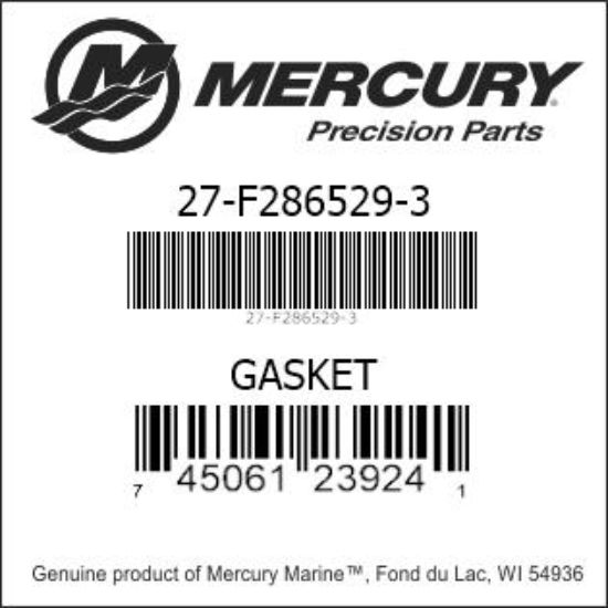 Bar codes for Mercury Marine part number 27-F286529-3