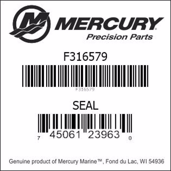 Bar codes for Mercury Marine part number F316579