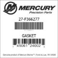 Bar codes for Mercury Marine part number 27-F366277